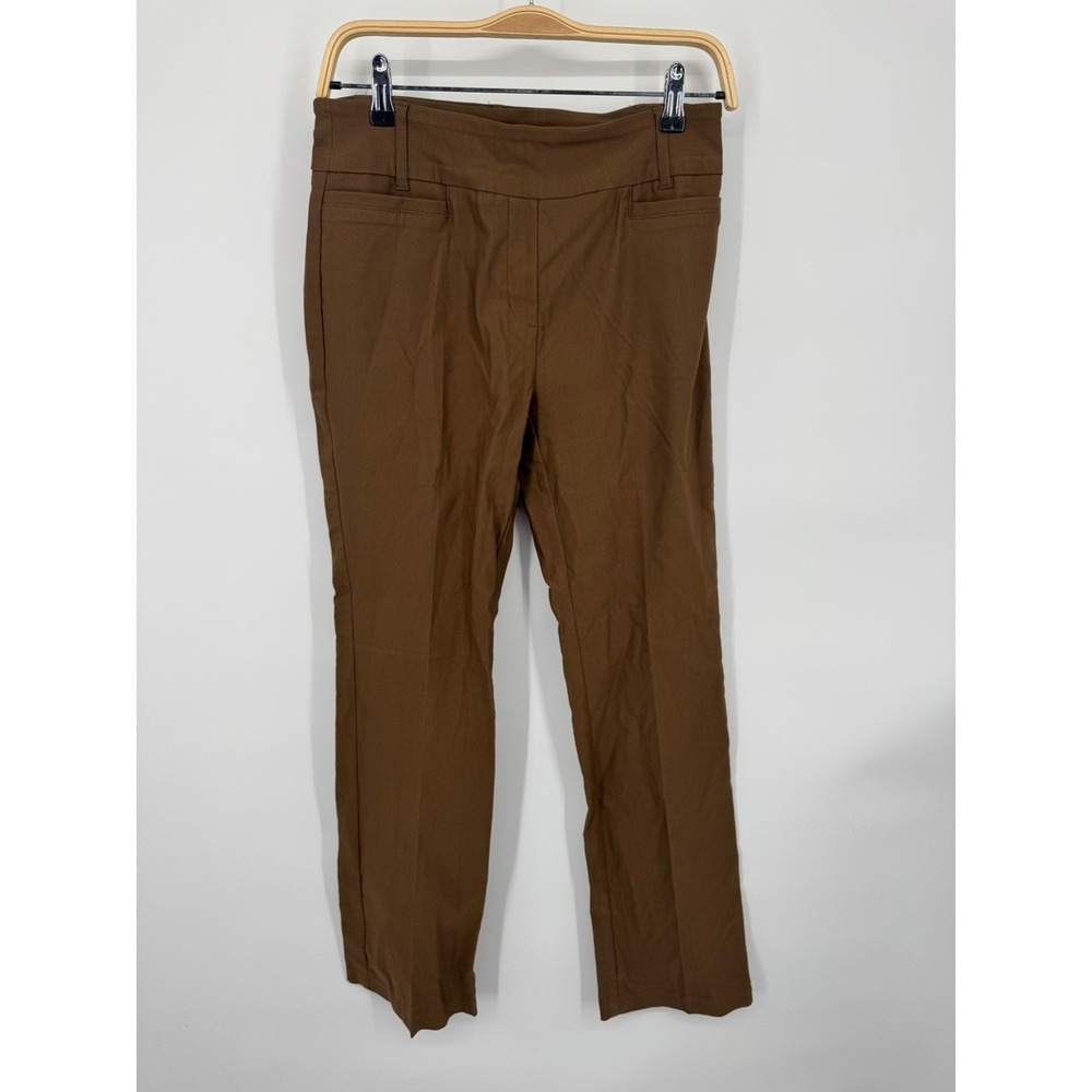 NWT Tribal Pants Women's 6P‎ Brown Straight Leg Pull-on Zip Fly Button Classic